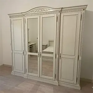 Шкаф 4х дверный с зеркалом "Венеция" Слоновая кость