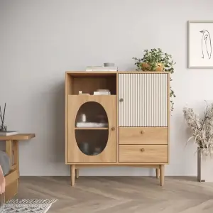 Комод 2х дверный с ящиками "Bubble" со стеклом