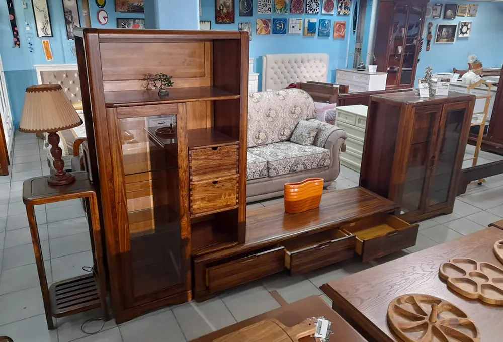 Комплект для гостиной (витрина + полка ТВ) Эбен