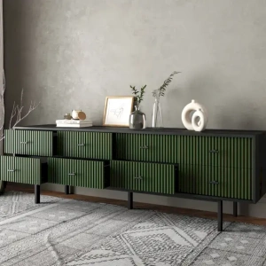 Комод 8 ящиков "Emerson" черный EM03/green/L купить в интернет магазине Мебельный Салон. Звоните +7 495 743 46 14