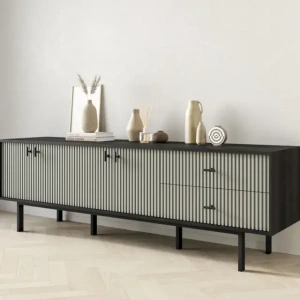 Комод 2 ящика 4 двери "Emerson" черный  EM04/gray/L  купить в интернет магазине Мебельный Салон. Звоните +7 495 743 46 14