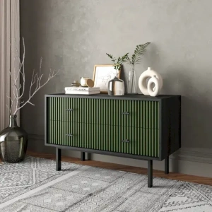 Комод 4 ящика "Emerson" черный  EM05/green/L купить в интернет магазине Мебельный Салон. Звоните +7 495 743 46 14