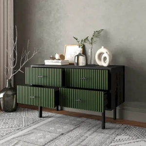 Комод 4 ящика "Emerson" черный  EM05/green/L купить в интернет магазине Мебельный Салон. Звоните +7 495 743 46 14